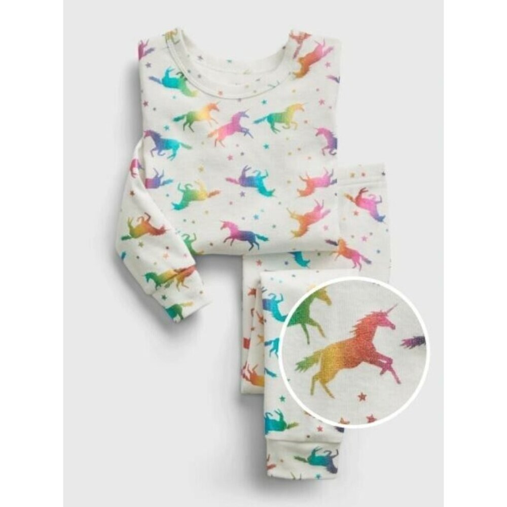 3T Gap baby 100% Organic Cotton Rainbow Unicorn PJ pajamas